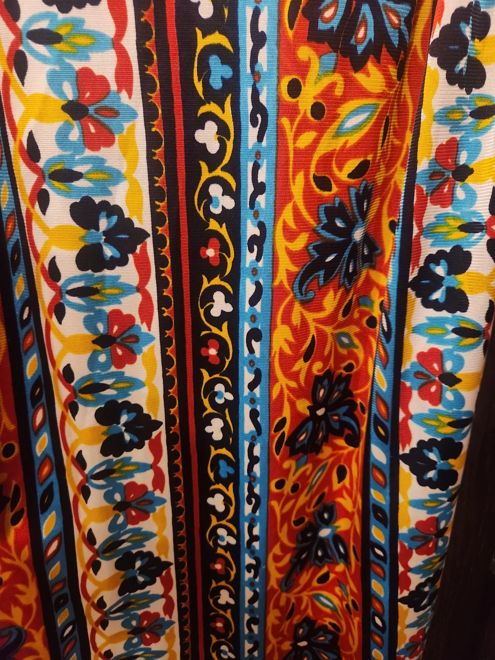 Vintage Orange and Blue Striped Floral Midi Dress - Picture 2 of 4